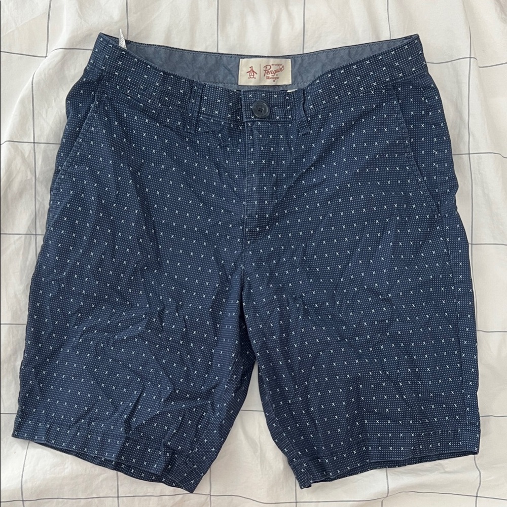 Penguin by Munsingwear Navy Micro-Pattern Flat Front Shorts